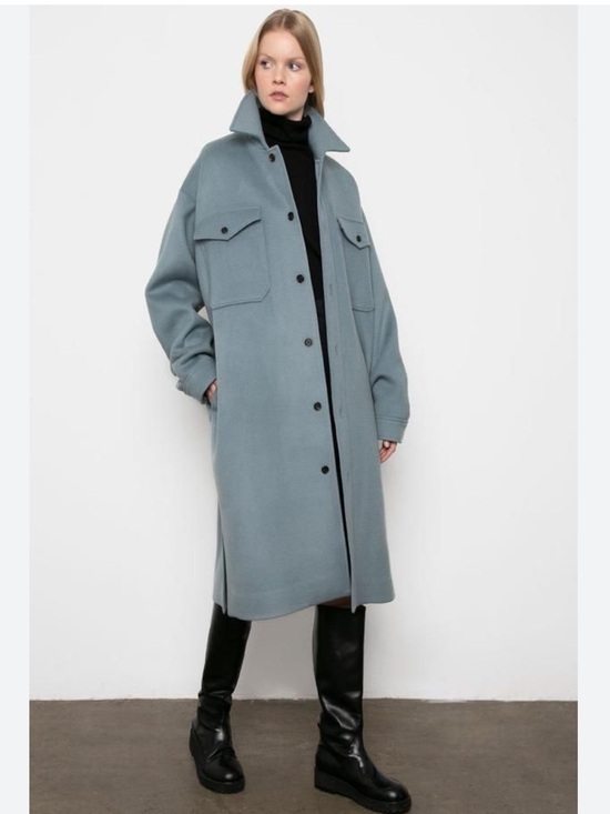 Frankie Shop Jackets & Blazers - Frankie Shop Blue Gray Wool Utility Styled Coat